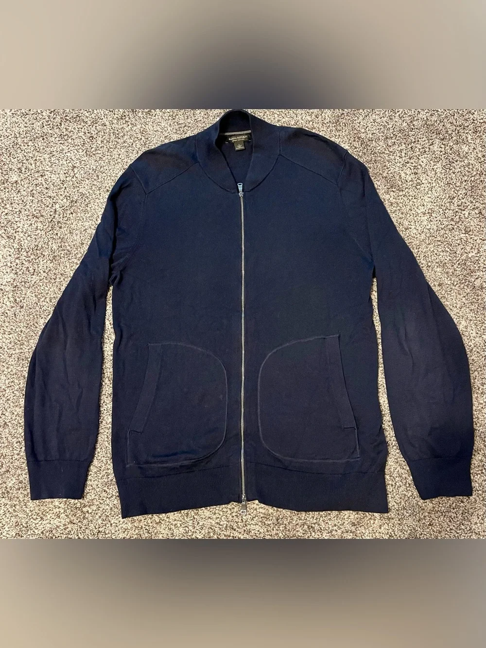 Banana Republic Men's Navy Zip-Up Cardigan Sweater